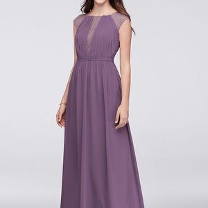 Purple chiffon and lace dress